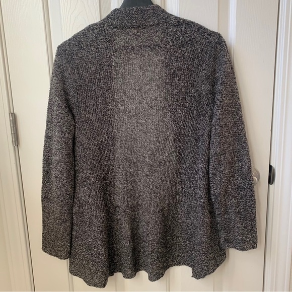 Eileen Fisher open front knit coastal cardigan gray black XS 100% linen - Picture 2 of 7